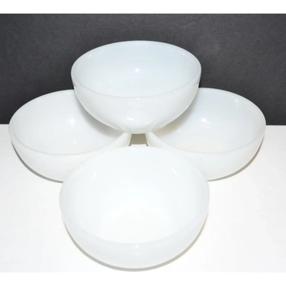 Anchor Hocking Fire King Milk Glass Cereal Soup Bowls Set Of 4  5